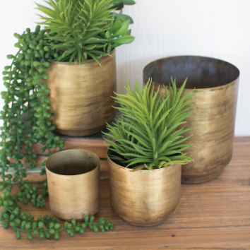 4" Metal Aged Brass Pot
