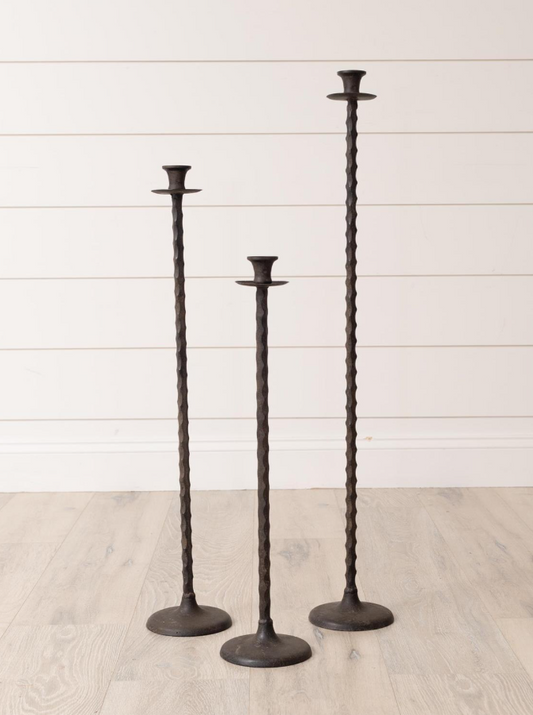 Iron Twisted Floor Taper Holders