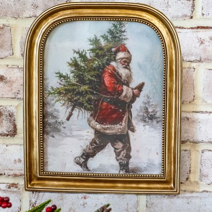 Gold Framed Vintage Santa
