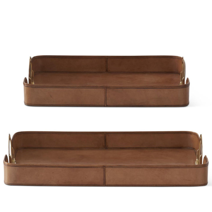 Leather Tray w/ Brass Handles