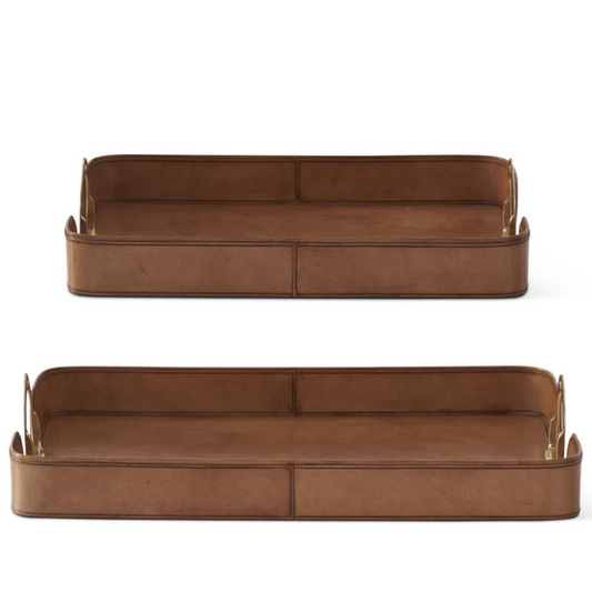Leather Tray w/ Brass Handles