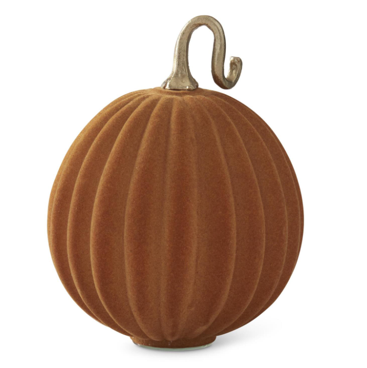 Flocked Glass Pumpkin