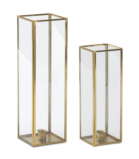 Gold Metal + Glass Taper Holder