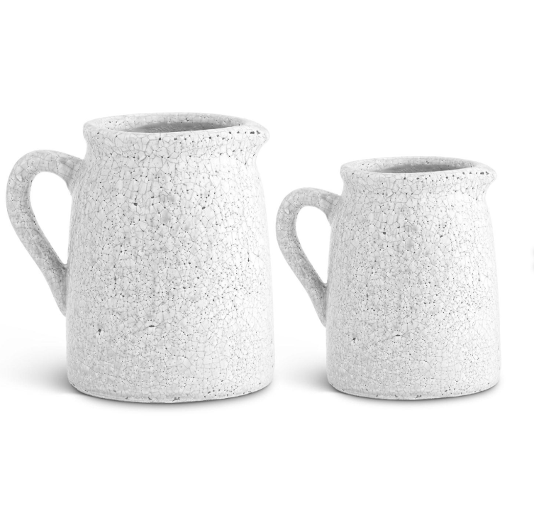 White Crackle Terracotta Pitcher