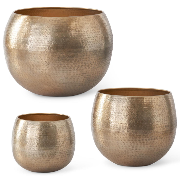 Antiqued Textured Metal Nesting Pot