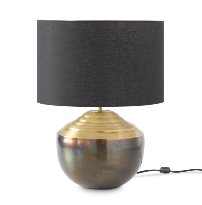 Antiqued Brass Lamp w/ Black Shade