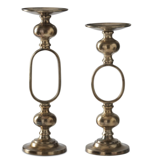 Gold Metal Oval Candleholder - L