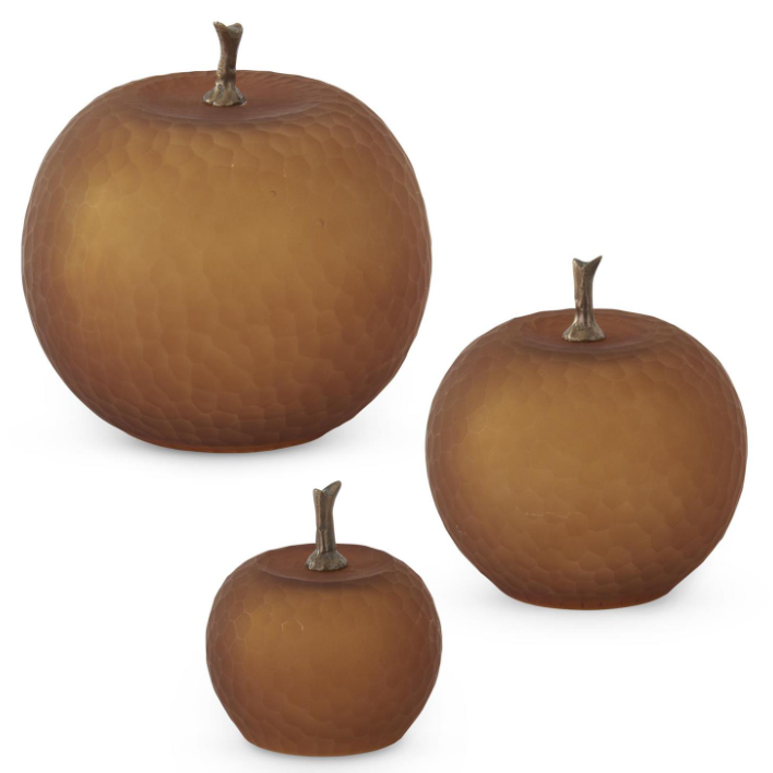Frosted Amber Glass Apple - L