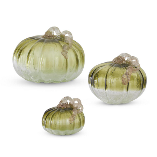 Crackled Handblown Glass Pumpkin