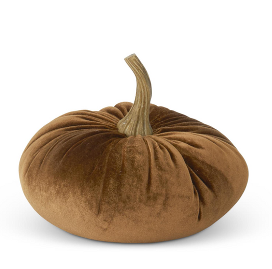 6" Brown Velvet Stuffed Pumpkin
