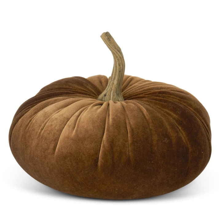 7" Brown Velvet Stuffed Pumpkin