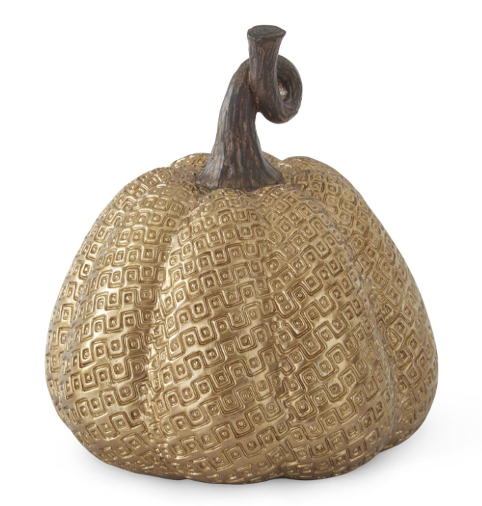 Gold Resin Embossed Pumpkin 8"