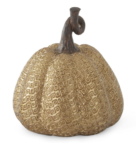 Gold Resin Embossed Pumpkin 8"