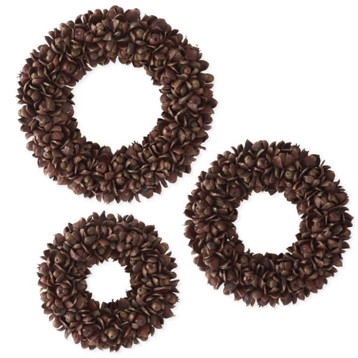 Pod Acorn & Rose Hip Wreath - L