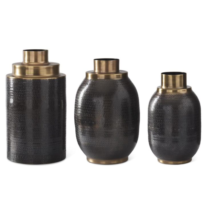 Copper & Brown Metal Vase - S