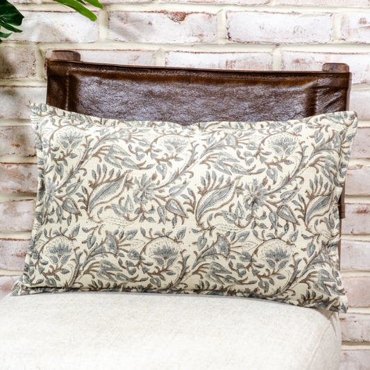 Floral Lumbar Pillow BR/GRY
