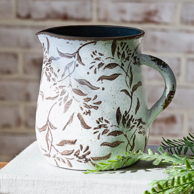 Painted Leaf Pitcher/Vase