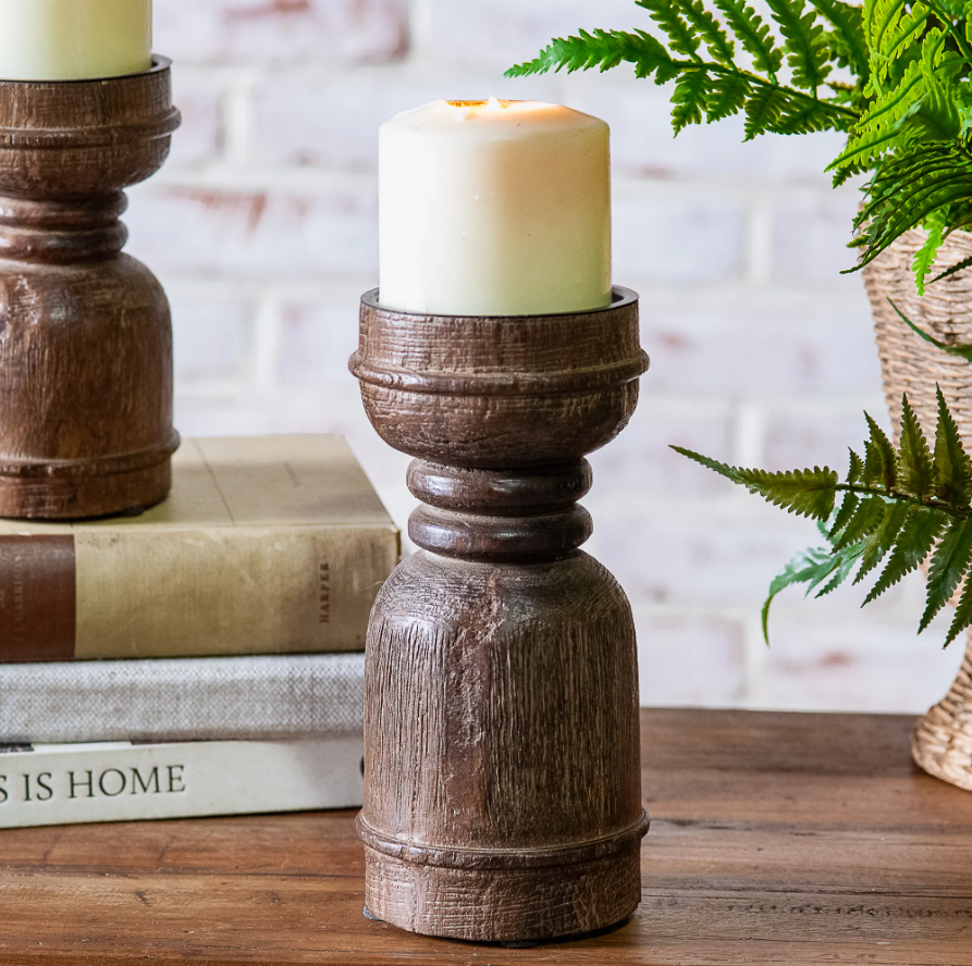 8" Wooden Candle Holder