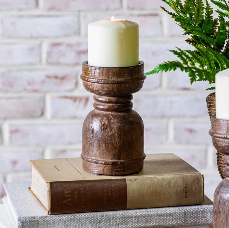 6" Wooden Candle Holder