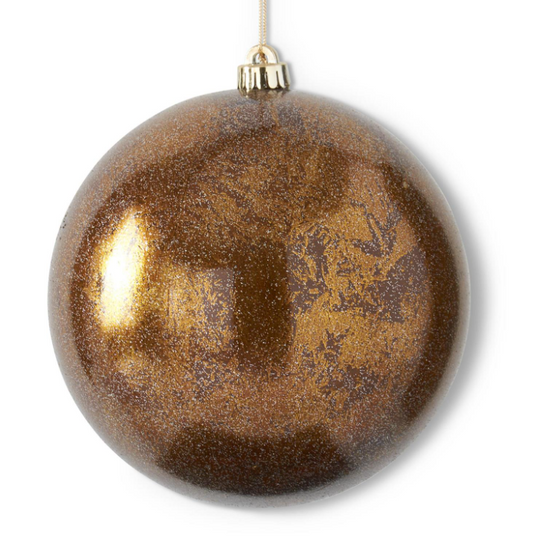 Glitter Bronze Gold Leaf Shatterproof Ornament
