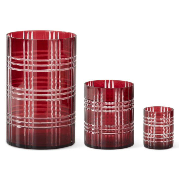 Windowpane Etched Glass Container