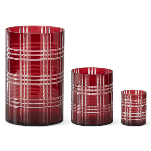 Windowpane Etched Glass Container