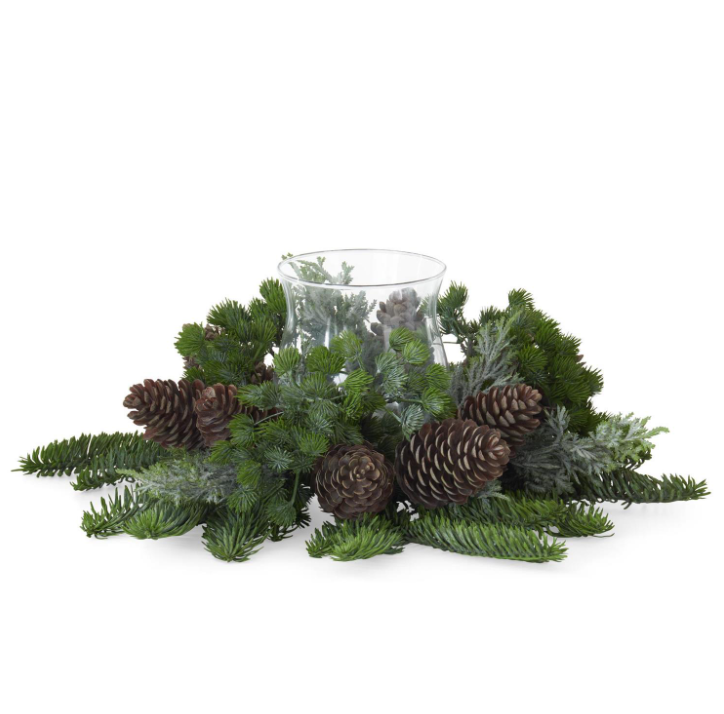 Mixed Pine/Pinecones Candle Ring