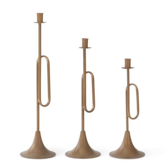 Gold Trumpet Taper Candleholder - L