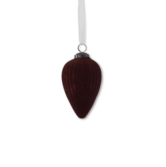 5.5" BRGDY Flocked Glass Teardrop Ornament