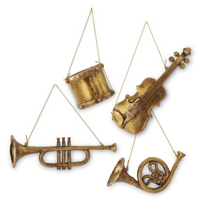 Gold Resin Instrument Ornaments