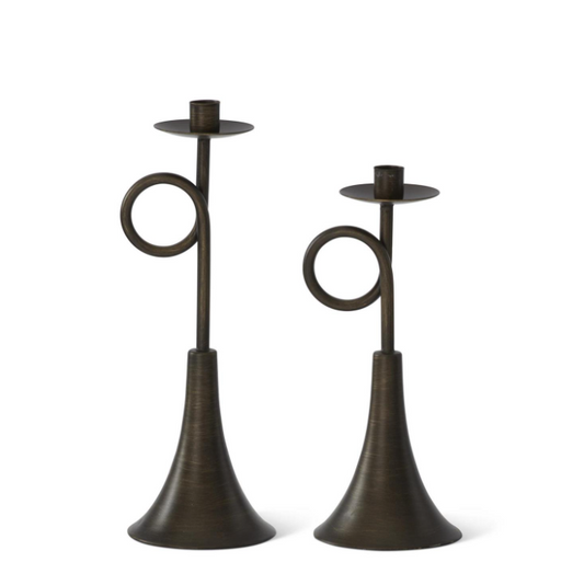Bronze Iron Horn Candleholder - L
