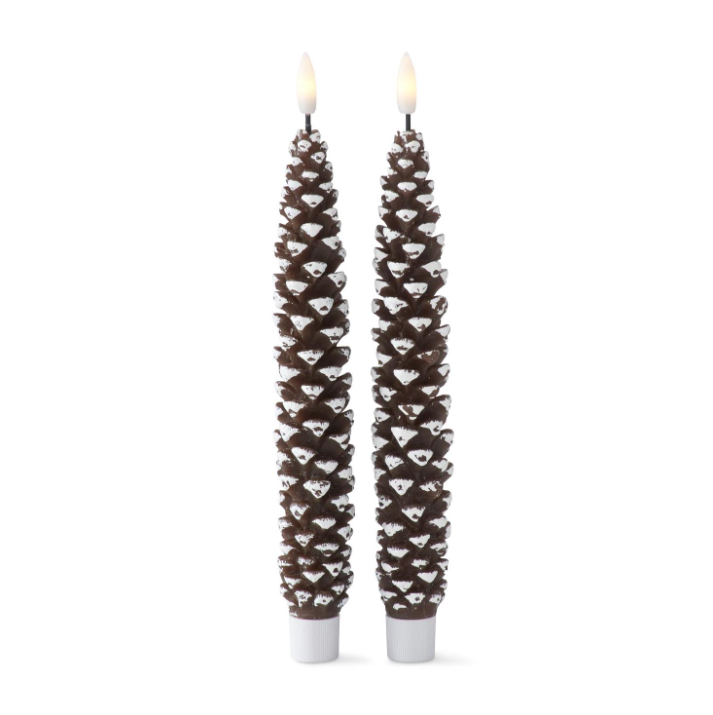 Set of 2 Pinecone Flameless Taper - BR
