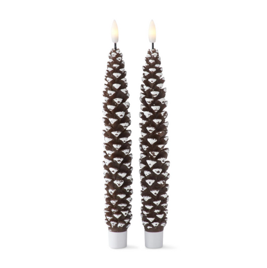 Set of 2 Pinecone Flameless Taper - BR