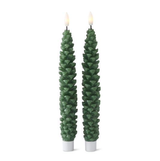 Set of 2 Pinecone Flameless Taper - GR