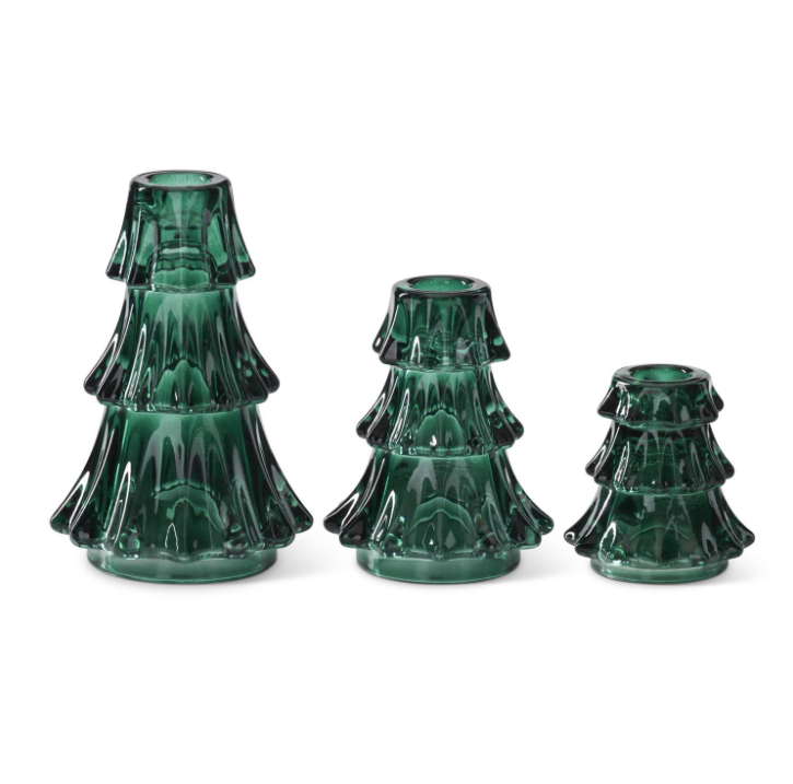 DKGR Glass Christmas Tree Taper Holder - S