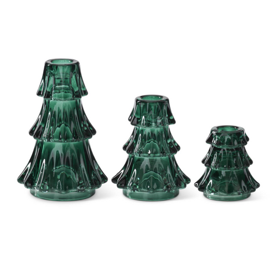 DKGR Glass Christmas Tree Taper Holder - L