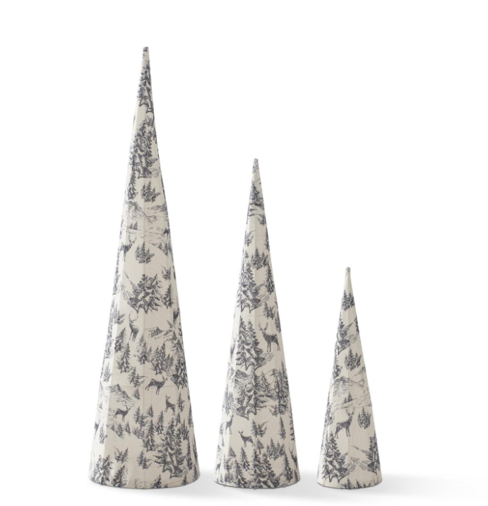 Navy Toile Deer/Mountain Cone Tree - M