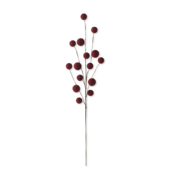 Burgundy Flocked Ball Stem