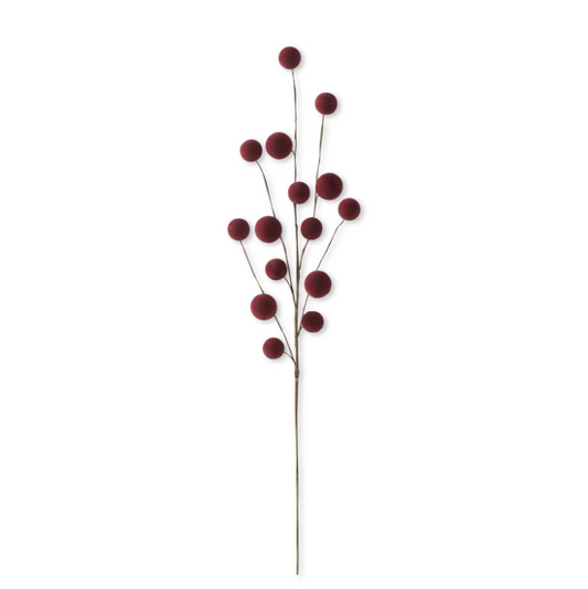 Burgundy Flocked Ball Stem