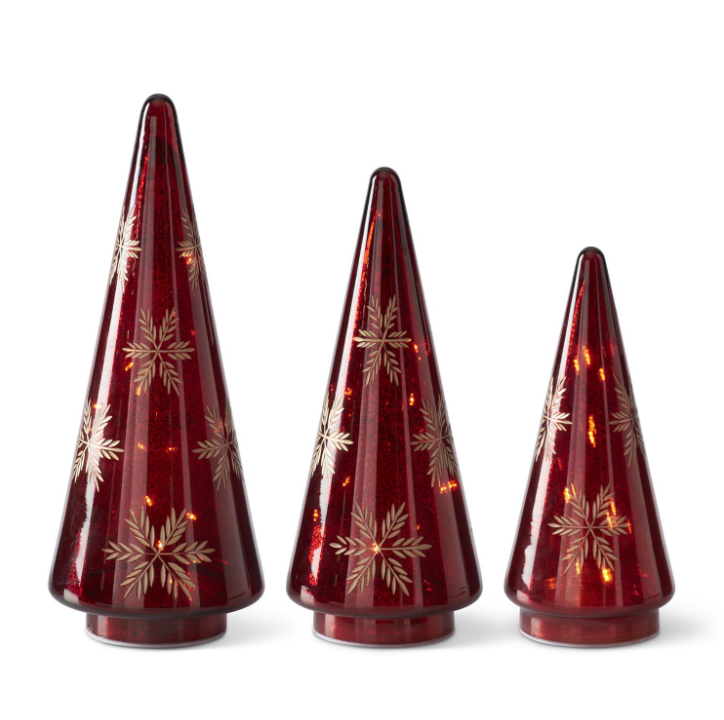 Gold Etched Snowflakes Mercury Tree