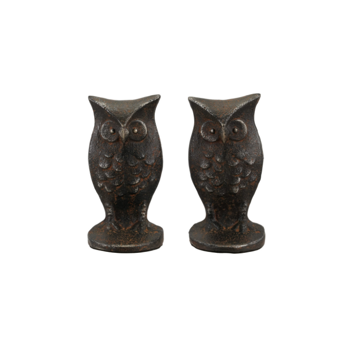 Cast Iron Owl Bookend SET