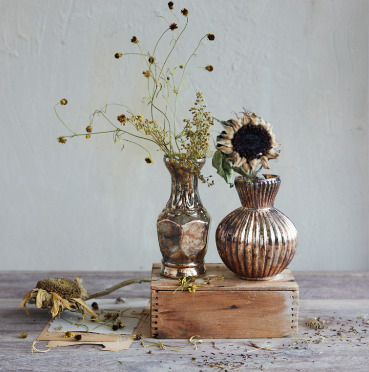 Oxidized Silver Mercury Glass Vase