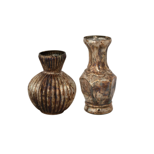 Oxidized Silver Mercury Glass Vase