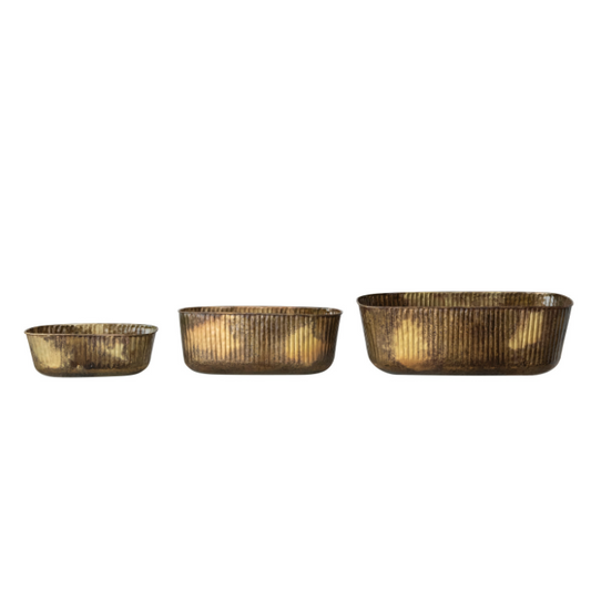 ANTQ Brass Pleated Planter - LG