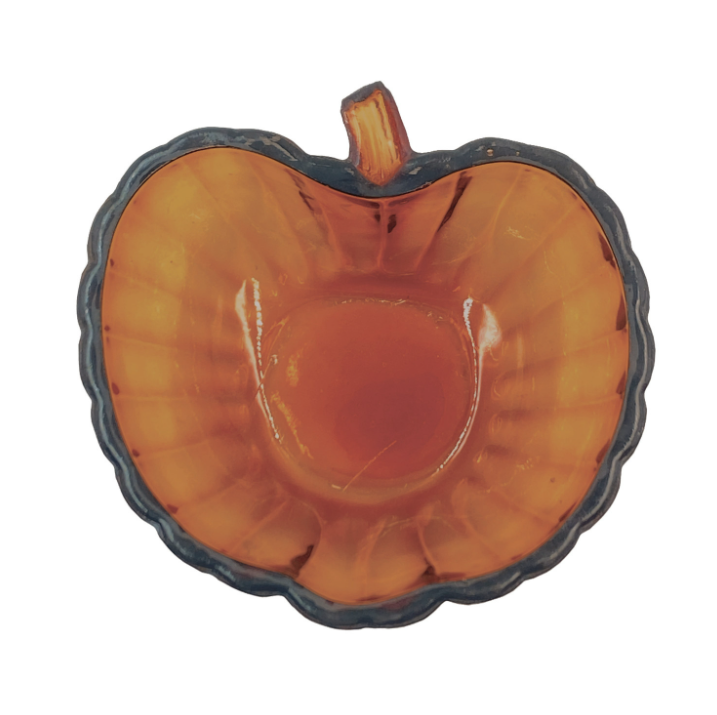 Hand-Blown Amber Pumpkin Bowl