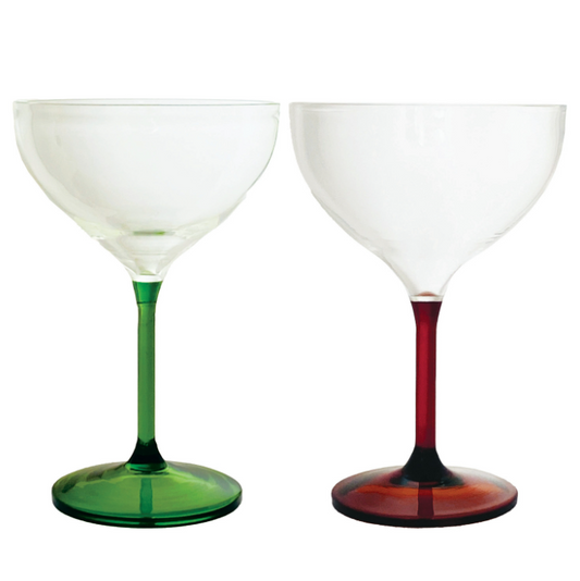 Hand-Blown Coupe w/ Green Stem