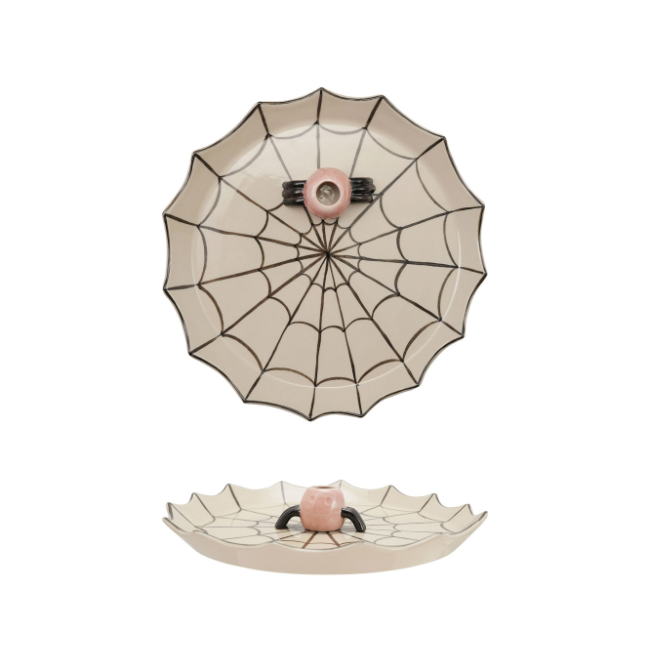 Stoneware Web Dish w/ Toothpick Holder