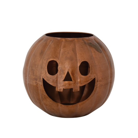 Metal Jack-O-Lantern Candle Holder
