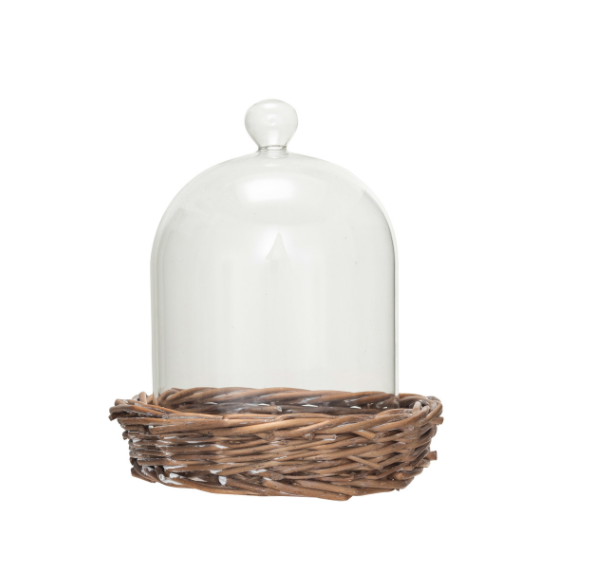 Glass Cloche w/ Willow Base