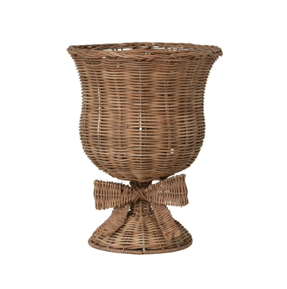Hand-Woven Rattan Urn w/ Bow